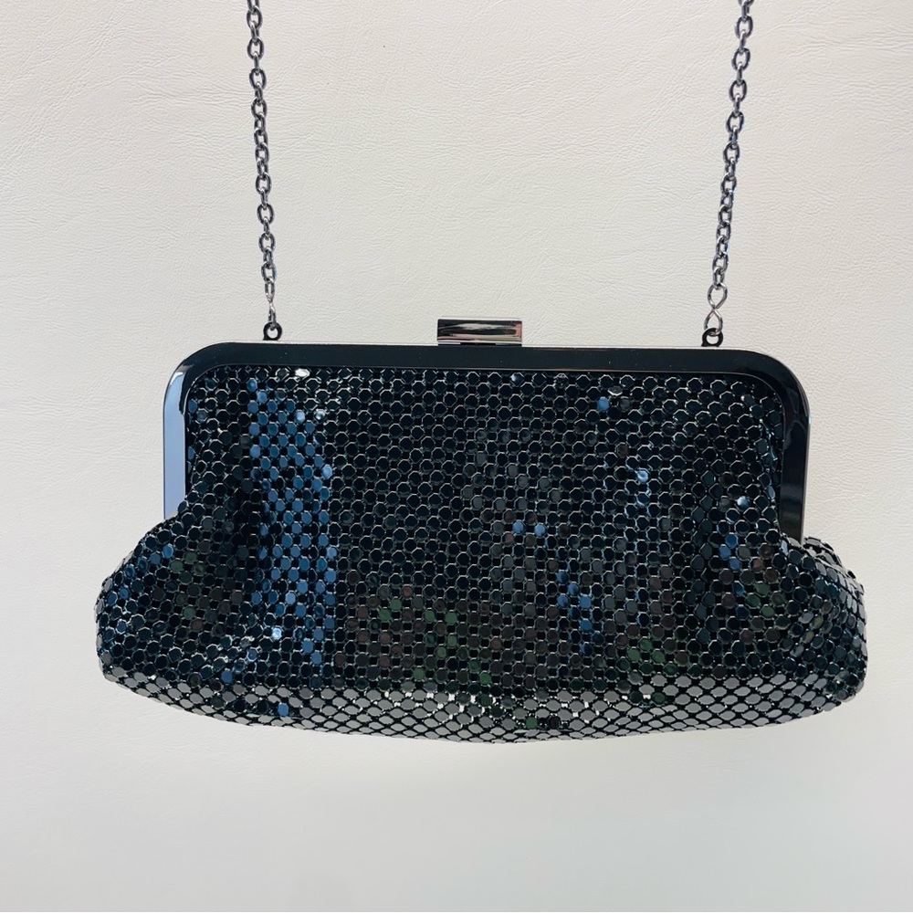 Elegant Black Jessica McClintock Mesh Evening Shoulder Bag